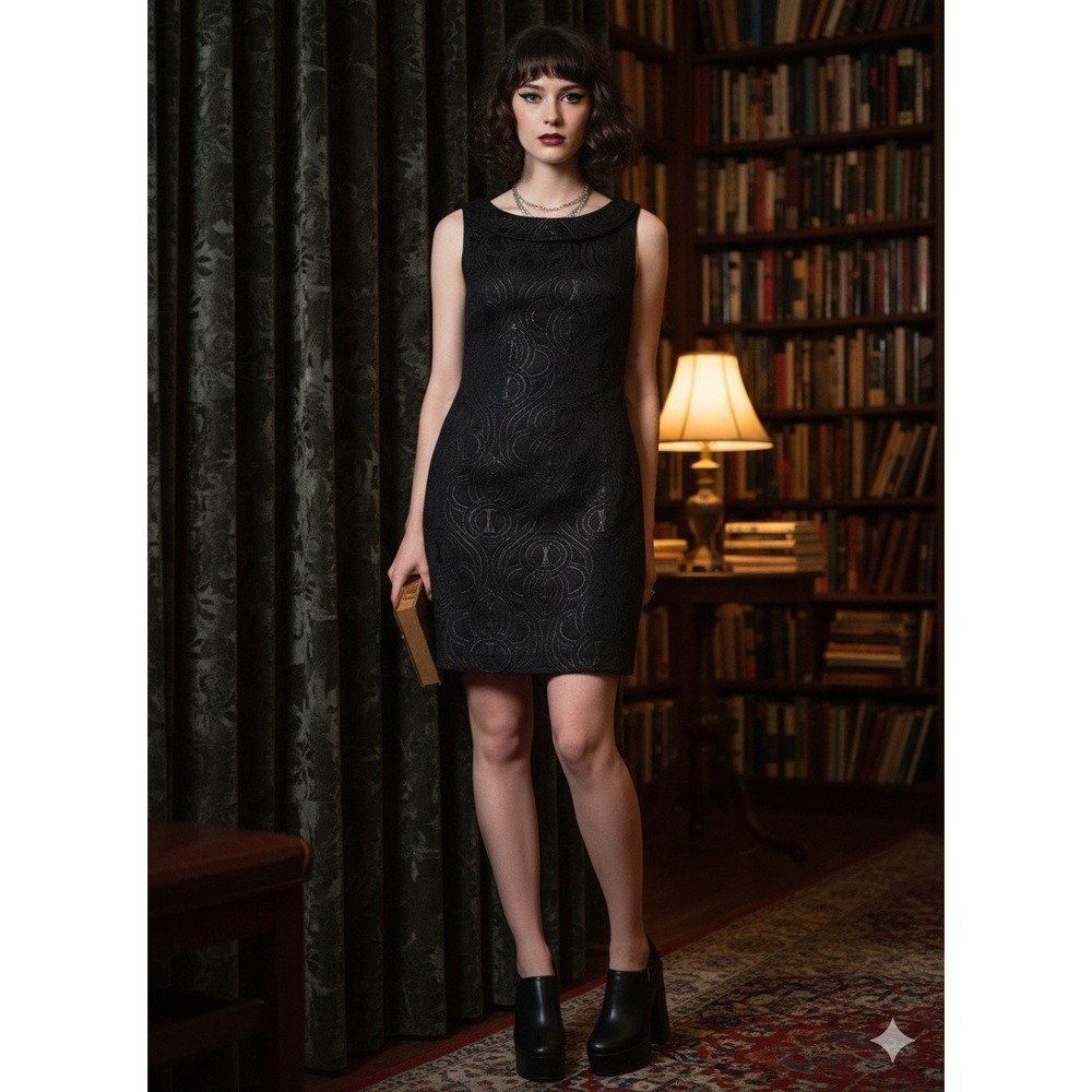 Target Limited Edition Metallic Jacquard Shift Dress 🖤 Silver &‎ Black Mod Mini